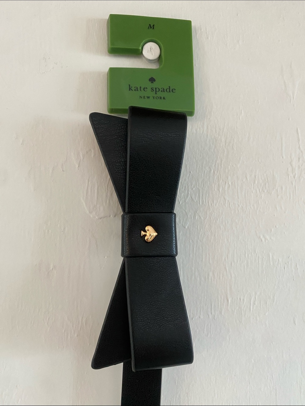 kate spade Black Bow Belt with Gold Heart Accent
